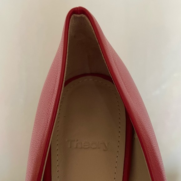 Theory Demeura Nappa Red Italian Lamb Leather Pointed Toe High Heel Pumps - Picture 9 of 16